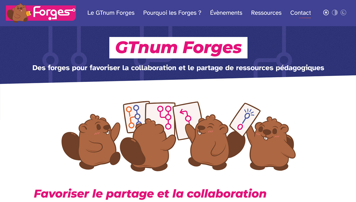 Screenshot du site avec une illustration de la mascotte Komit, un castor